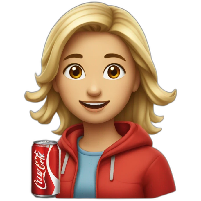 Une fille qui boit un coca cola emoji