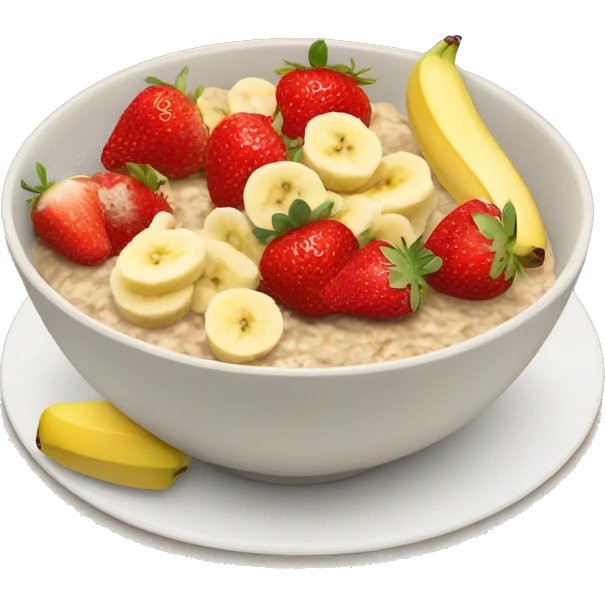 Oatmeal bowl with strawberries and bananas  emoji