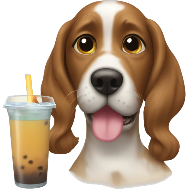 Dog drinking boba emoji