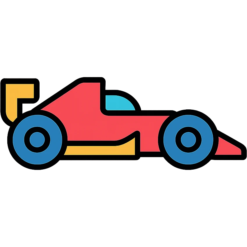 A race car in the style of color outline emoji