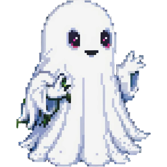 cute white ghost waving emoji