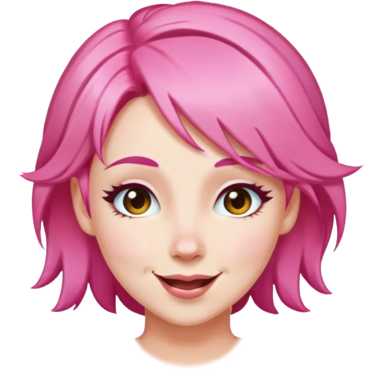 Lady with pink hair winking emoji