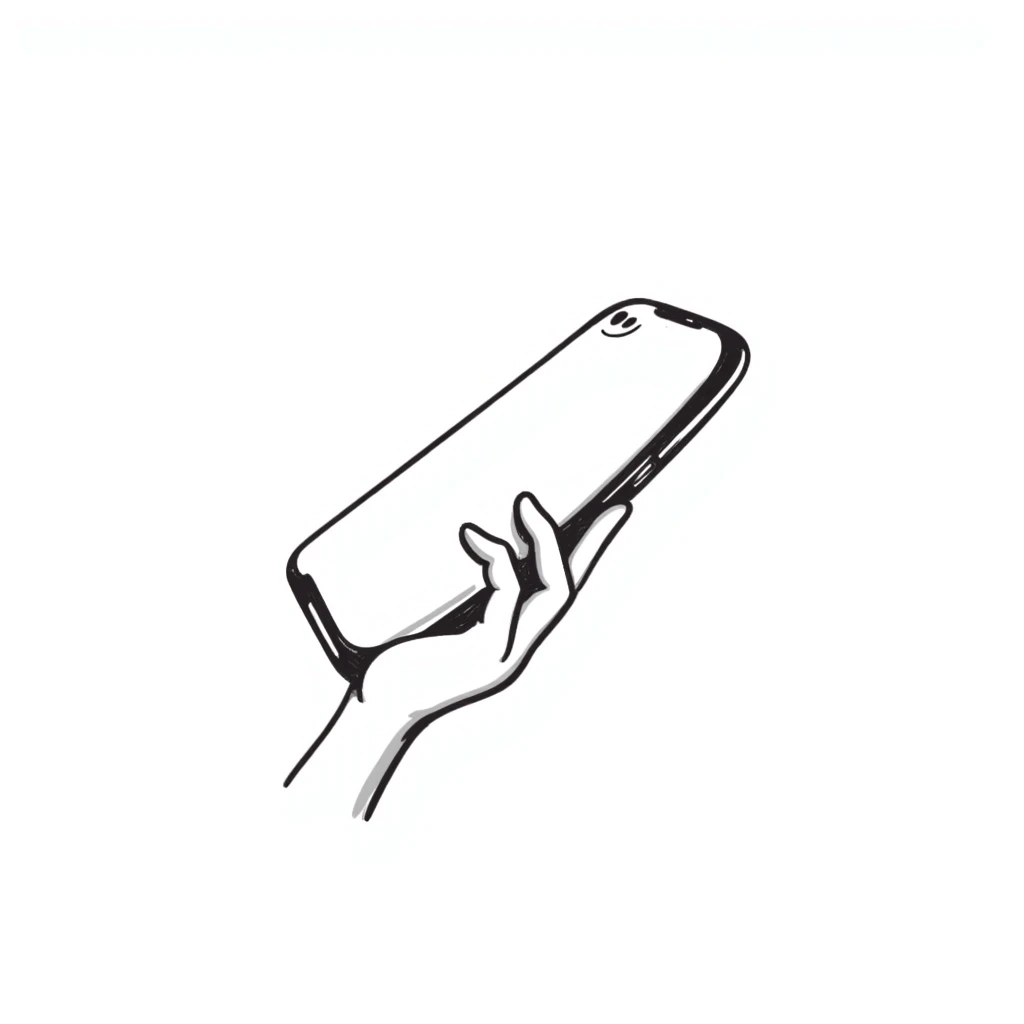 hand-drawn iPhone 15 Pro with action button and camera bump emoji