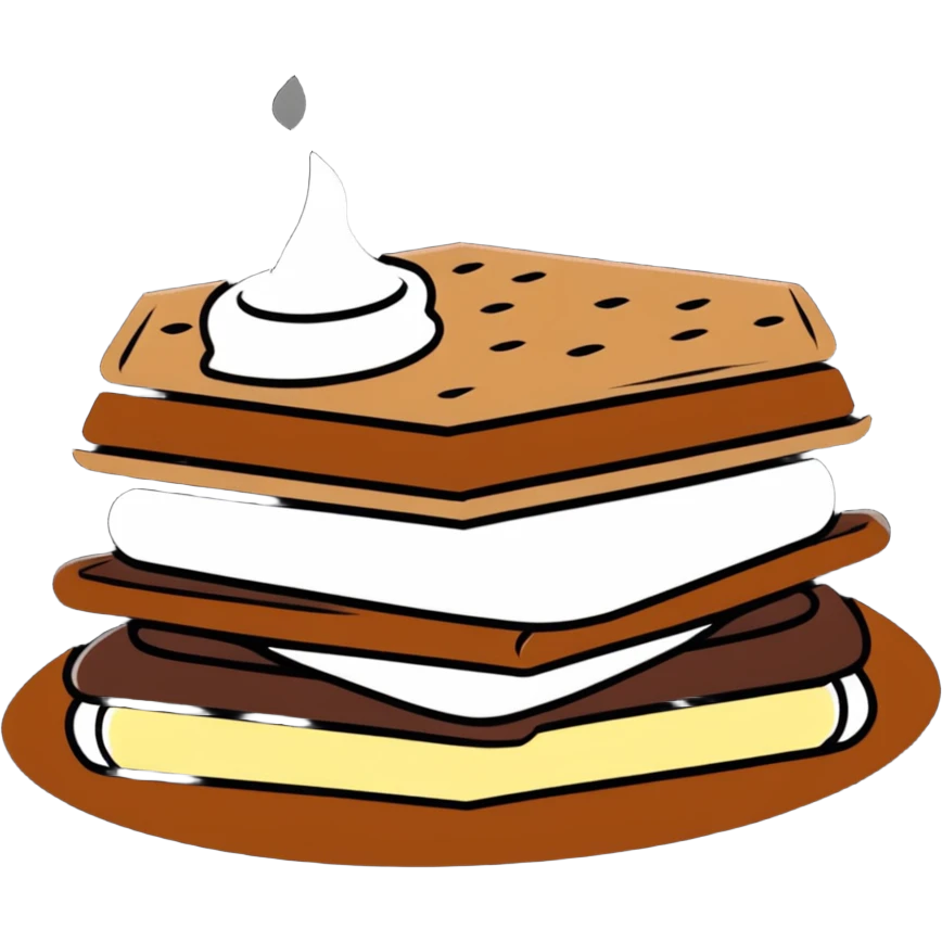 s'mores with chocolate and marshmallow emoji