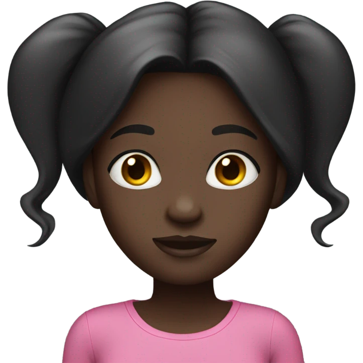darkskin girl with black straight long hair and pink top emoji