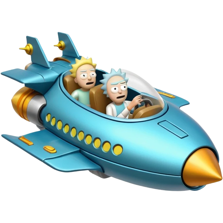 Hot wheel Rick and Morty flying in spaceship to citadel  emoji