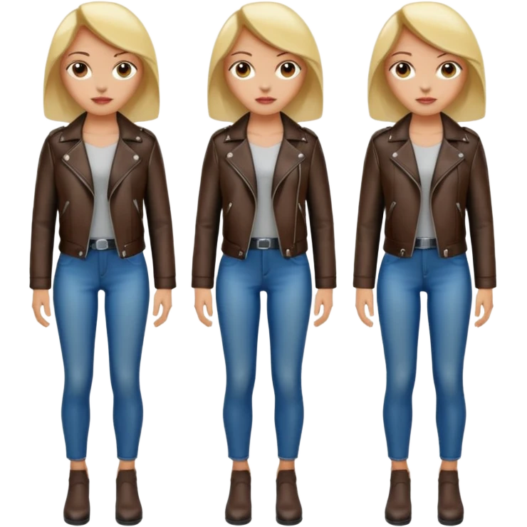 Women in leather jocket, full body, different color, close up emoji