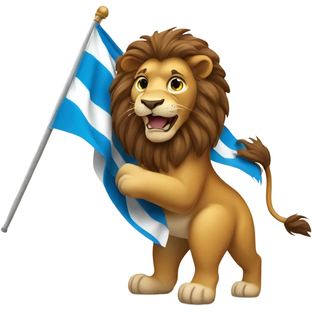 A lion is holding the Bavarian flag in its paw. emoji