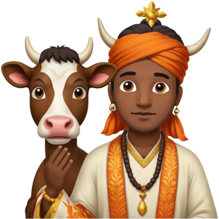 Indian man worshipping cow emoji