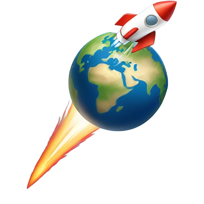 rocket flies around the earth emoji