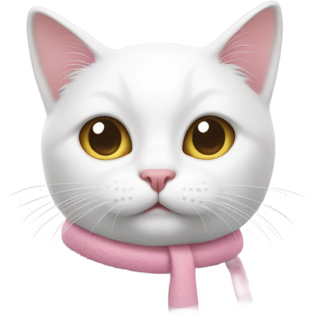 White cat with pink  emoji