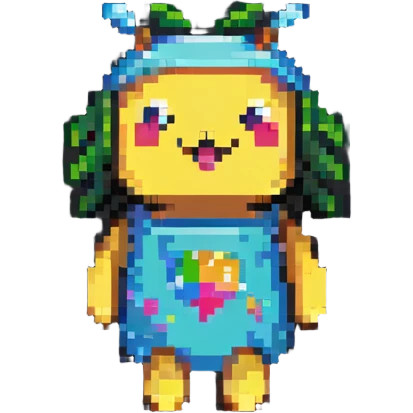 cheerful friend in pixel art style emoji