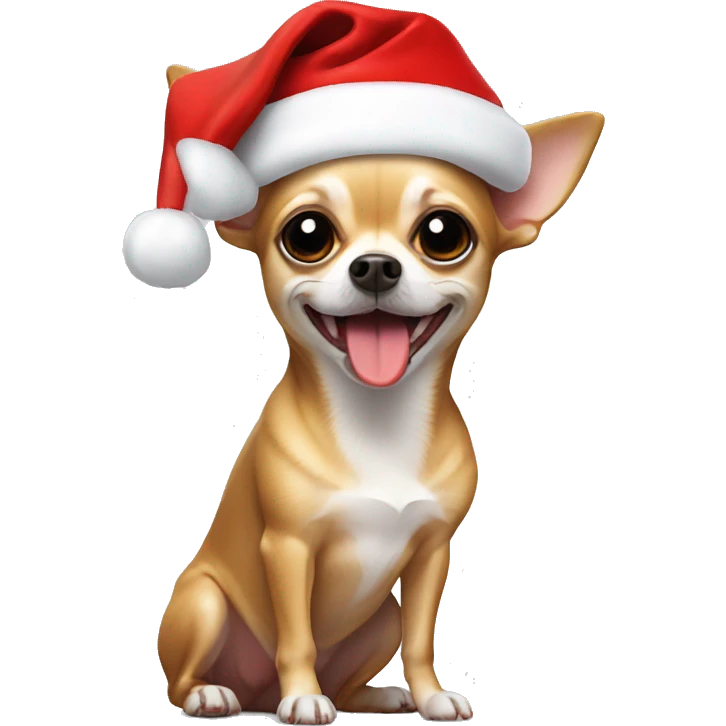 Chihuahua with santa Claus hat emoji