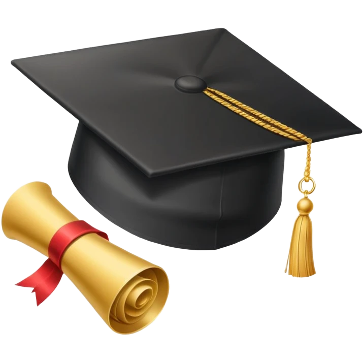 Graduation cap with diploma and honor roll medal emoji