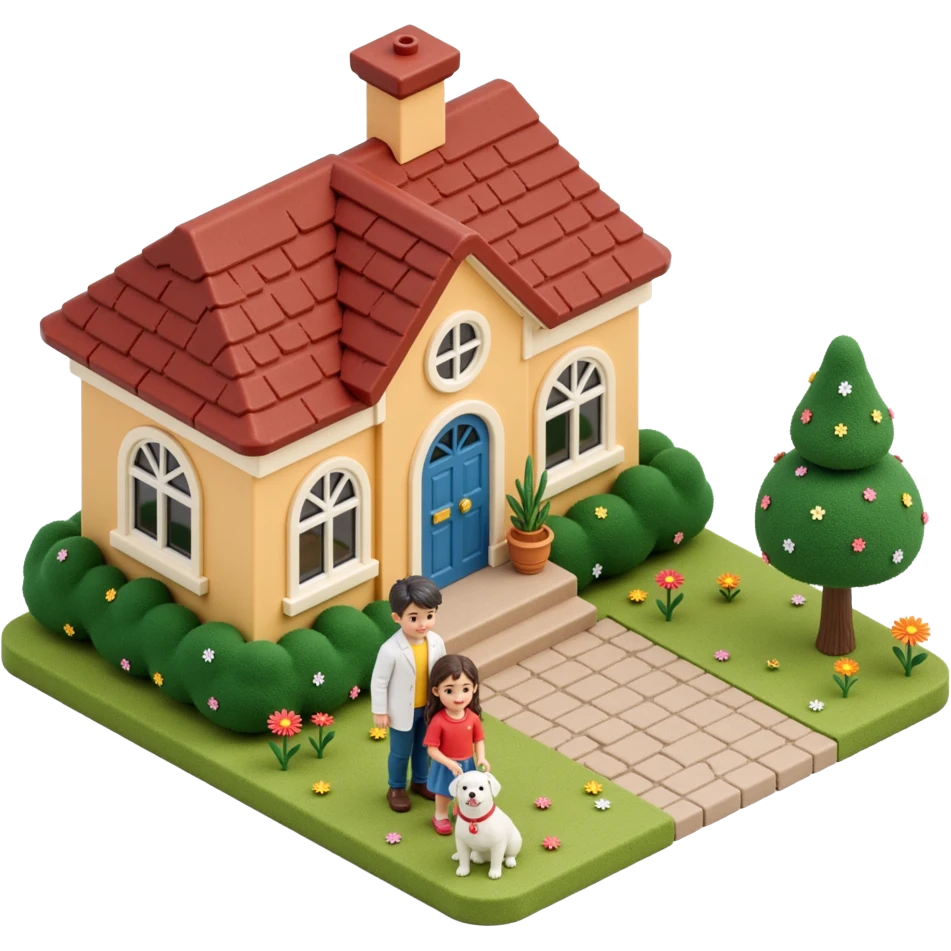 palace house with a family and pet emoji