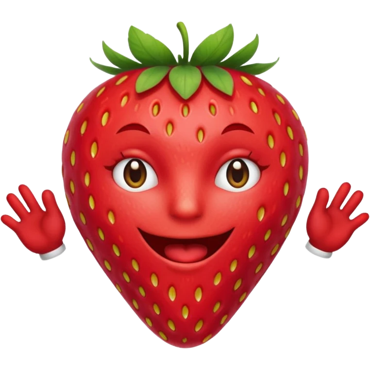 Strawberry face with jazzhands emoji