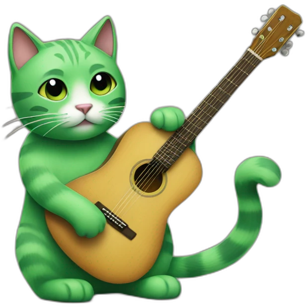green cat and guitar emoji