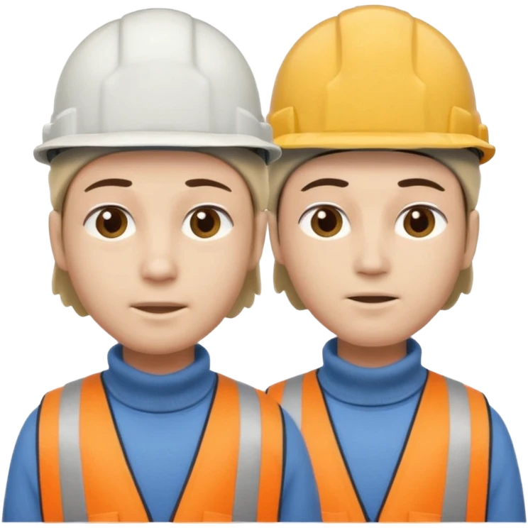 one person who has conjoined heads (total 2, joined at the neck). One head wears a construction cap, the other a woolen beanie. emoji