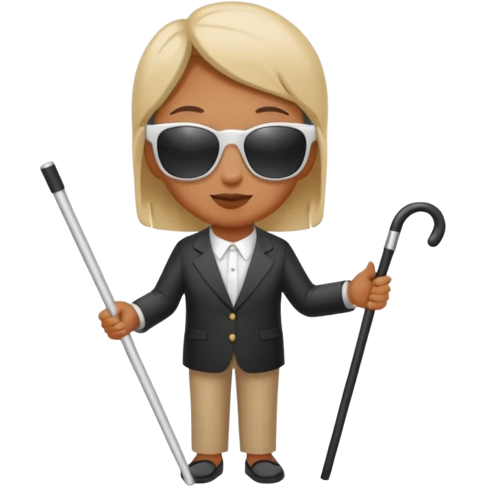 A blind person wearing sunglasses and holding a guide cane emoji