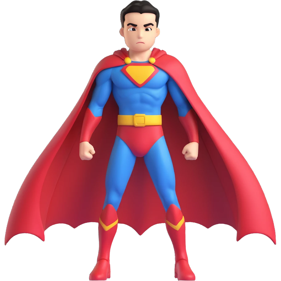 invincible character with cape, heroic stance emoji