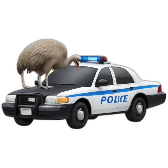 ostrich and police car emoji
