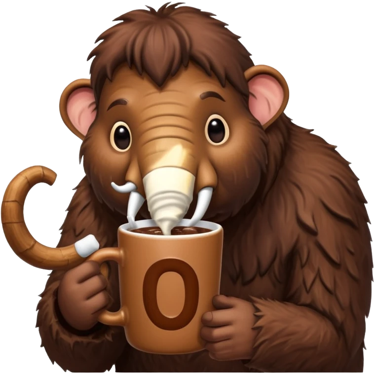 A mammoth who drinks a hot chocolate emoji