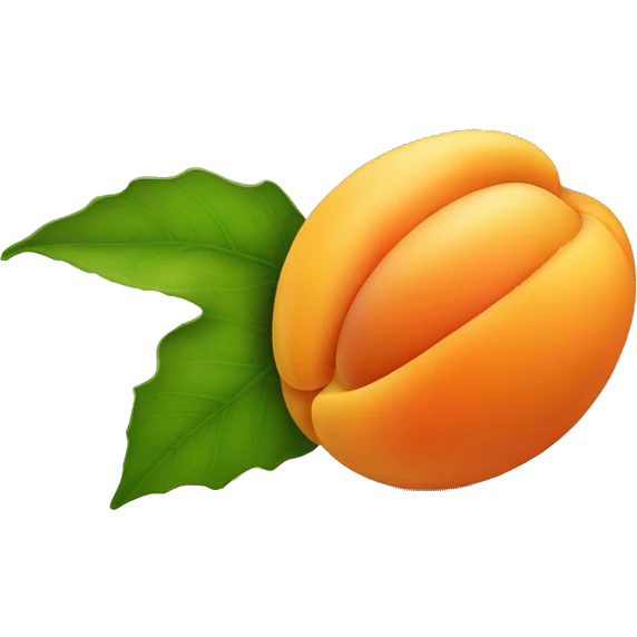 Apricot with a leaf with pit slightly showing emoji