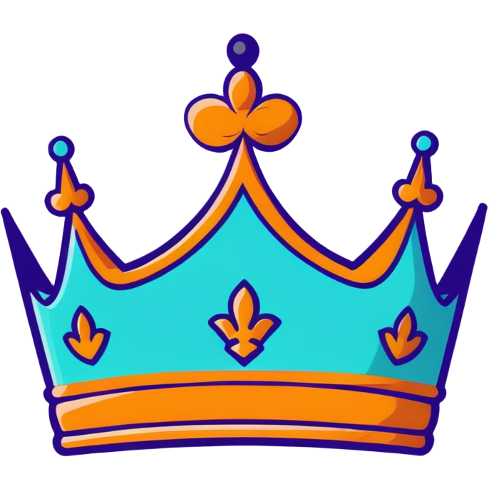 teal and orange royal crown emoji