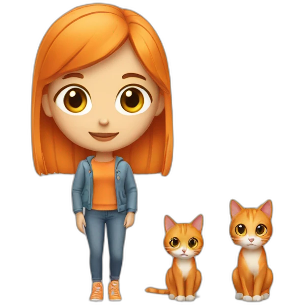 girl with cat orange emoji