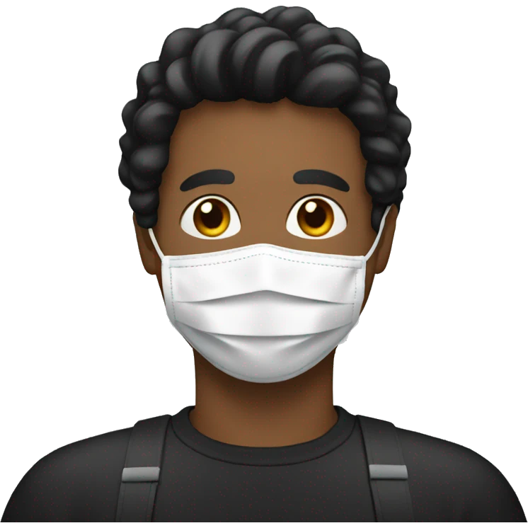 Man hair black and wearing face mask black  emoji