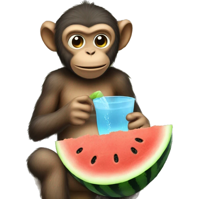 Monkey eating water melon while in jail emoji