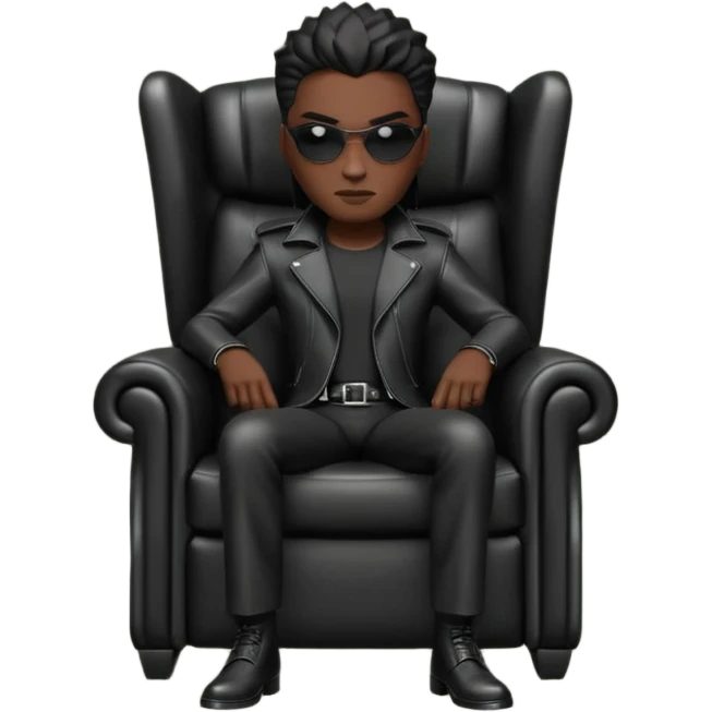 Matrix trinity black leather full body sit on a leather armchair emoji