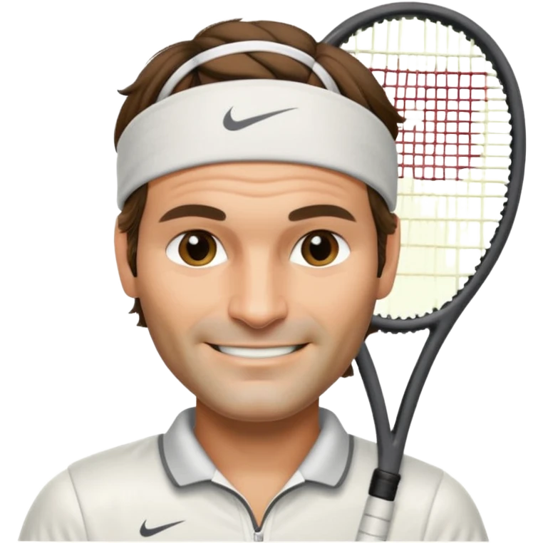 roger federer with head band and tennis racket emoji