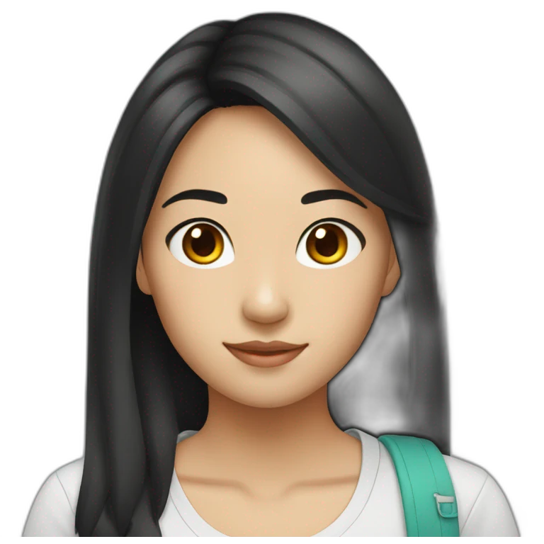 black hair asian student pretty emoji