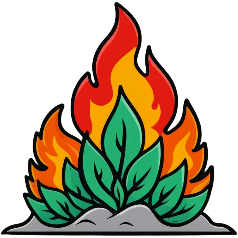 bush burning with orange and red flames emoji