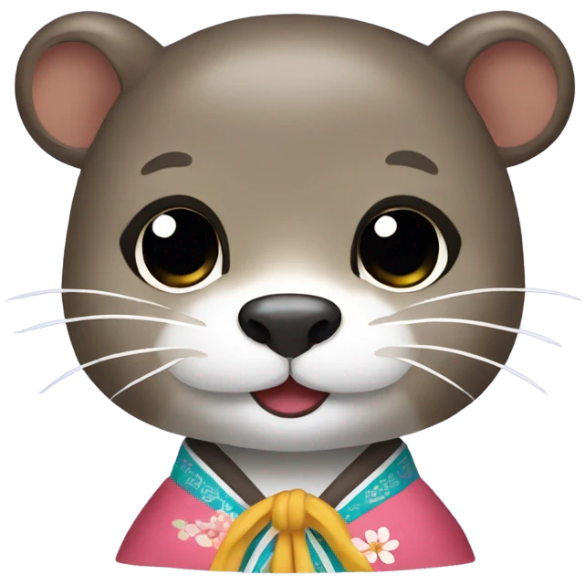 a otter face wearing traditional korean hanbok emoji