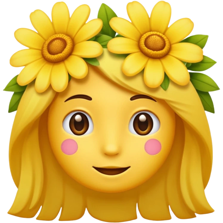 Einen fröhlichen Emoji mit Blumen im Haar emoji