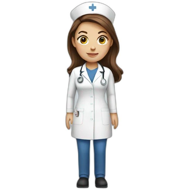 White nurse woman with brown hair emoji