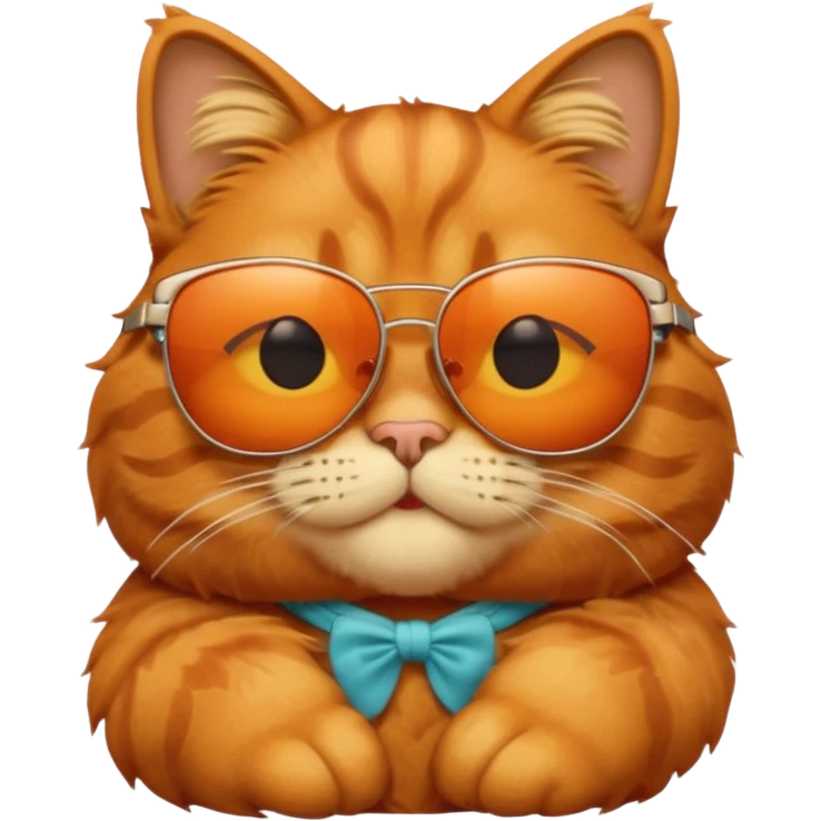 Garfield the cat wearing sunglasses, orange fur, relaxed expression emoji