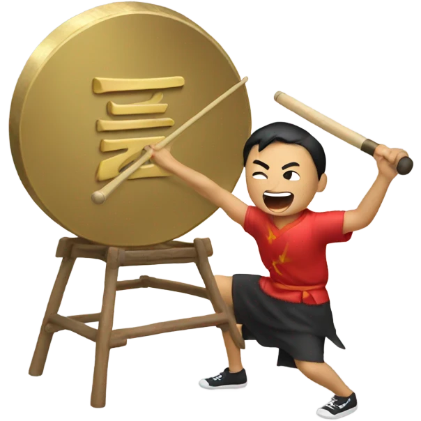 chinese hitting a gong emoji