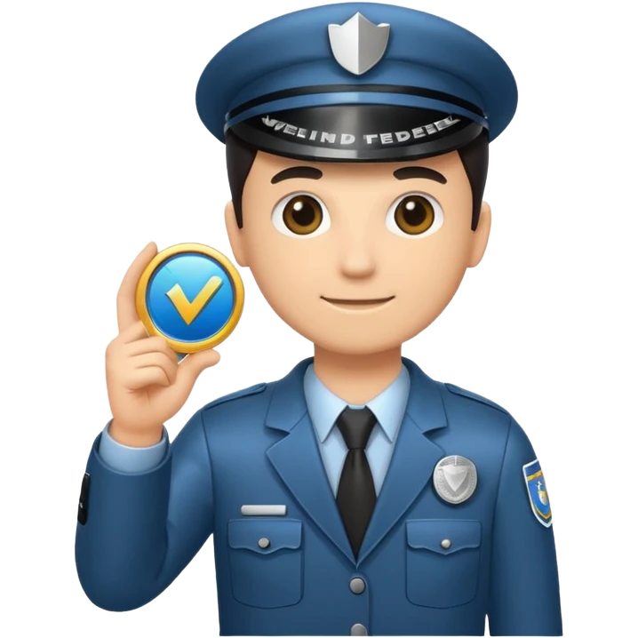 Holding a verified badge with government sign emoji