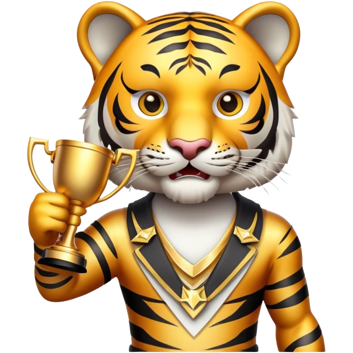 tiger face holding victory trophy cup for Twitch emote emoji