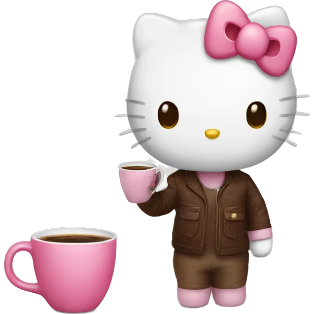 Hello kitty drinking coffee emoji