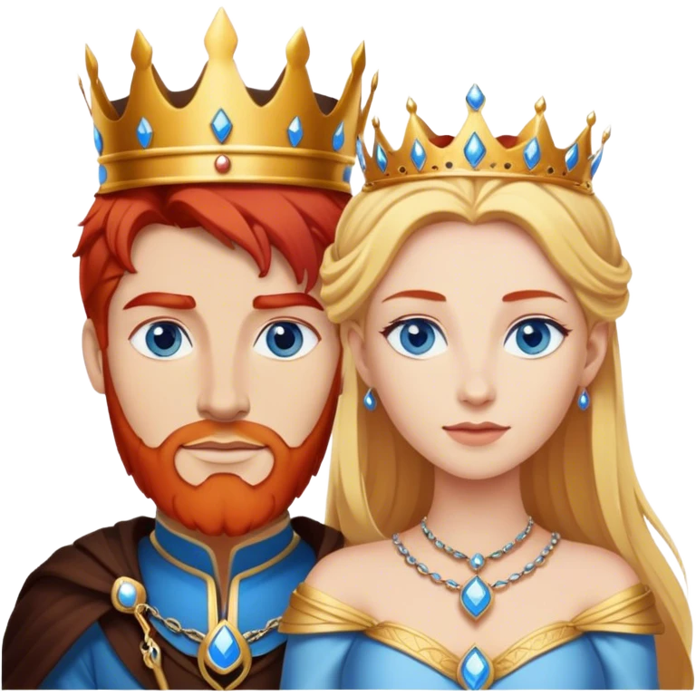 Red hair king, blonde queen, blue eyes emoji