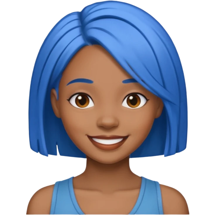 Black woman with blue hair emoji