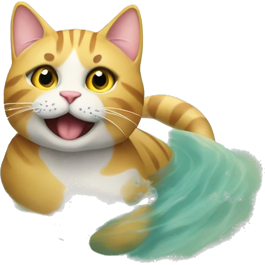 zwemmende kat in de zee emoji
