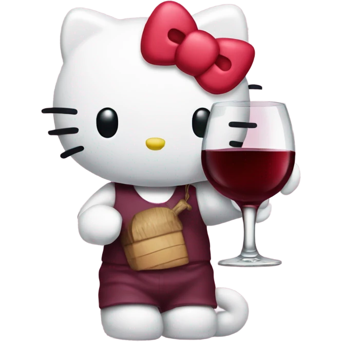 Hello Kitty drinking red wine emoji