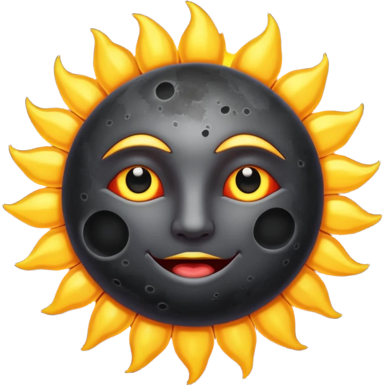 Eclipse – Dark moon covering sun, glowing corona emoji