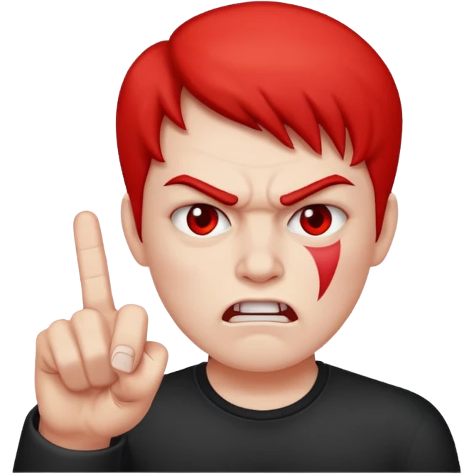 Angry red face middle finger emoji