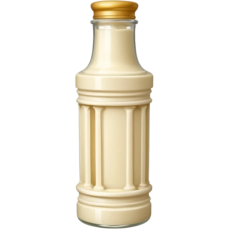 Creamy salad dressing in a bottle shaped like a roman ionic column emoji